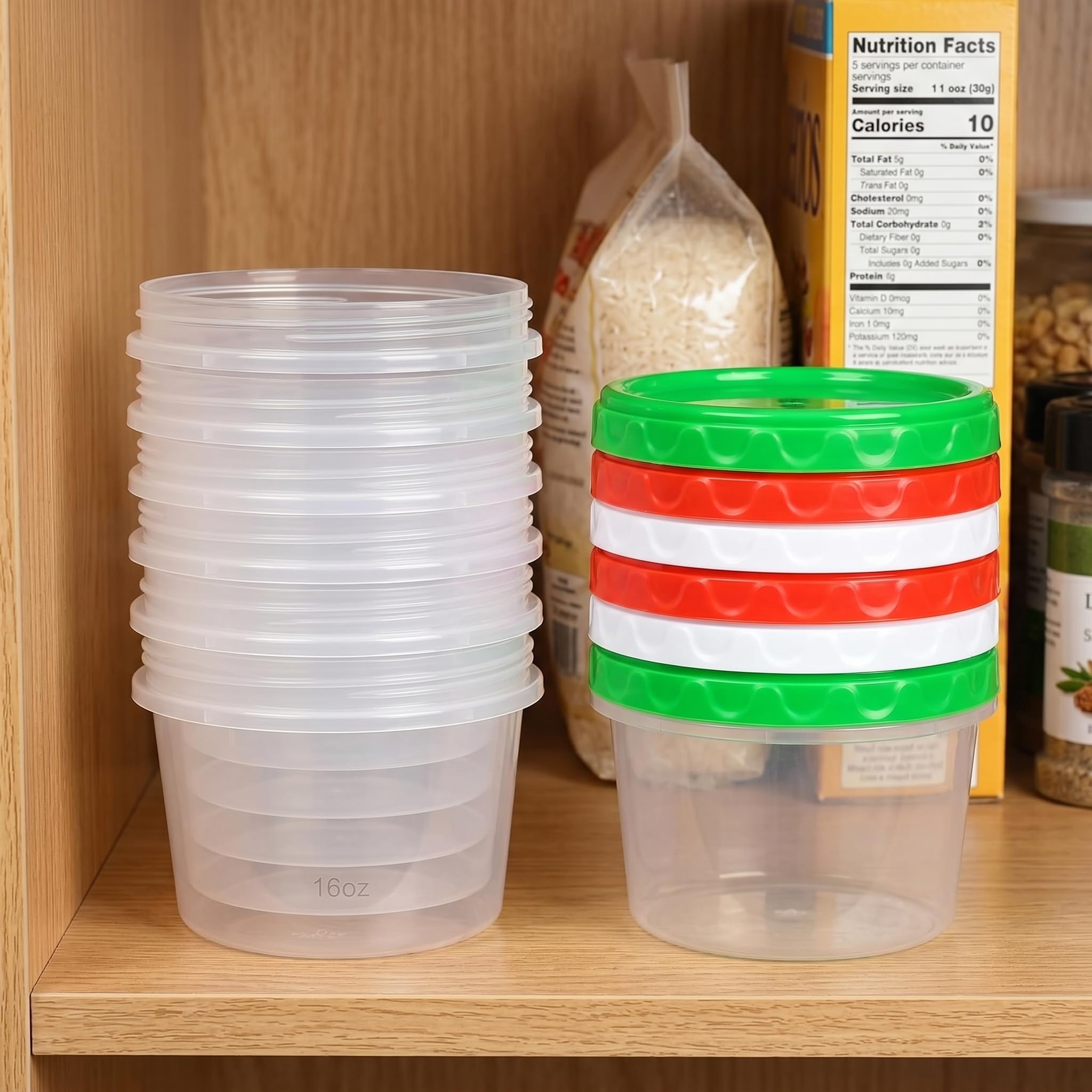 EONJOE 12 Stück 473 ml Kunststoff-Gefrierbehälter mit Schraubdeckel, Suppenmarmelade, Joghurtbecher, Portionskontrolle, Mahlzeiten, Vorratsdose für Kinder, Erwachsene, wiederverwendbar, stapelbar