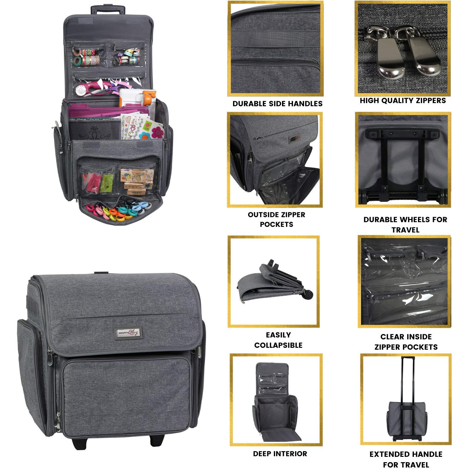 Everything Mary Deluxe Rolling Craft Case, Heather Papercraft