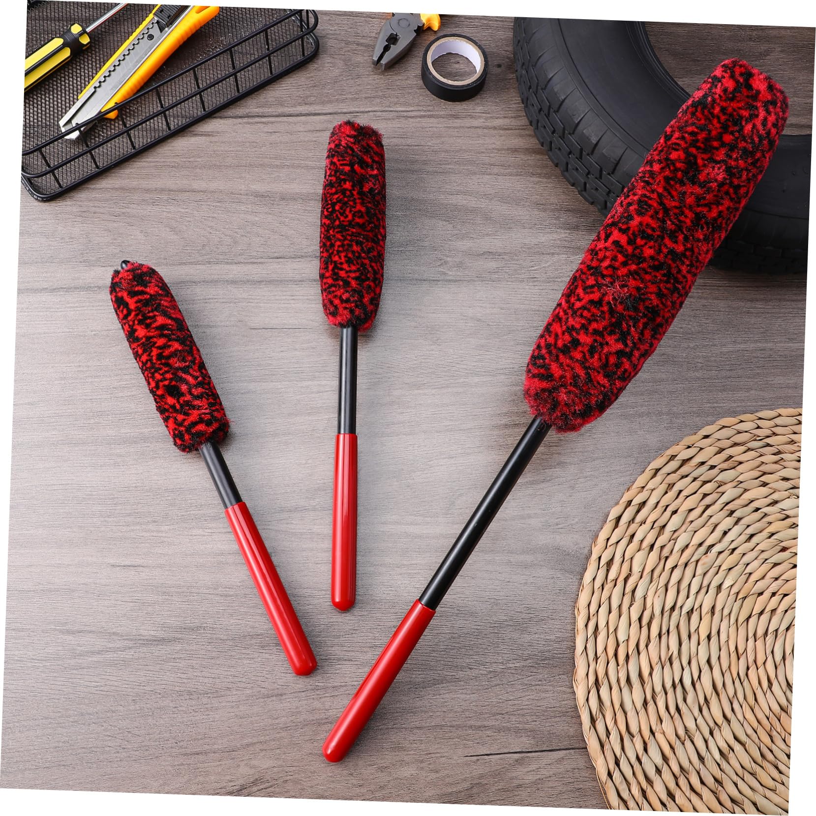 Luxshiny 3 Set Spazzole per Pulizia Ruote Auto Spazzole con Testa per Dettagli E Manutenzione Strumenti Pulizia per Cerchi E Pneumatici 3 Pezzi*3