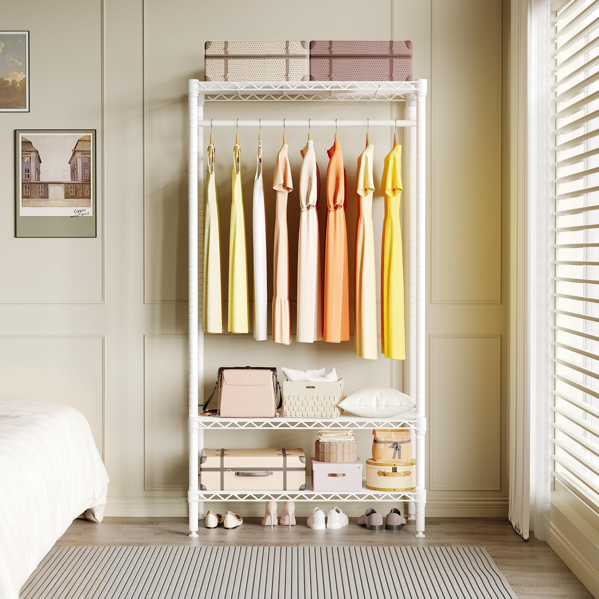 Amazon.com: Metal Wire Freestanding Clothing Rack with Hanging Rod