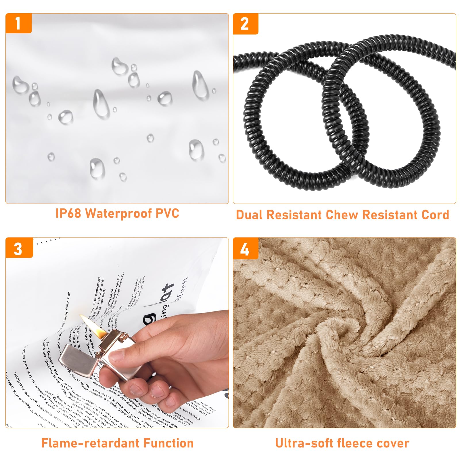INVENHO Cama térmica para perros, almohadilla térmica impermeable de temperatura ajustable para perros y gatos con temporizador, almohadilla de calefacción para mascotas para gatos, perros