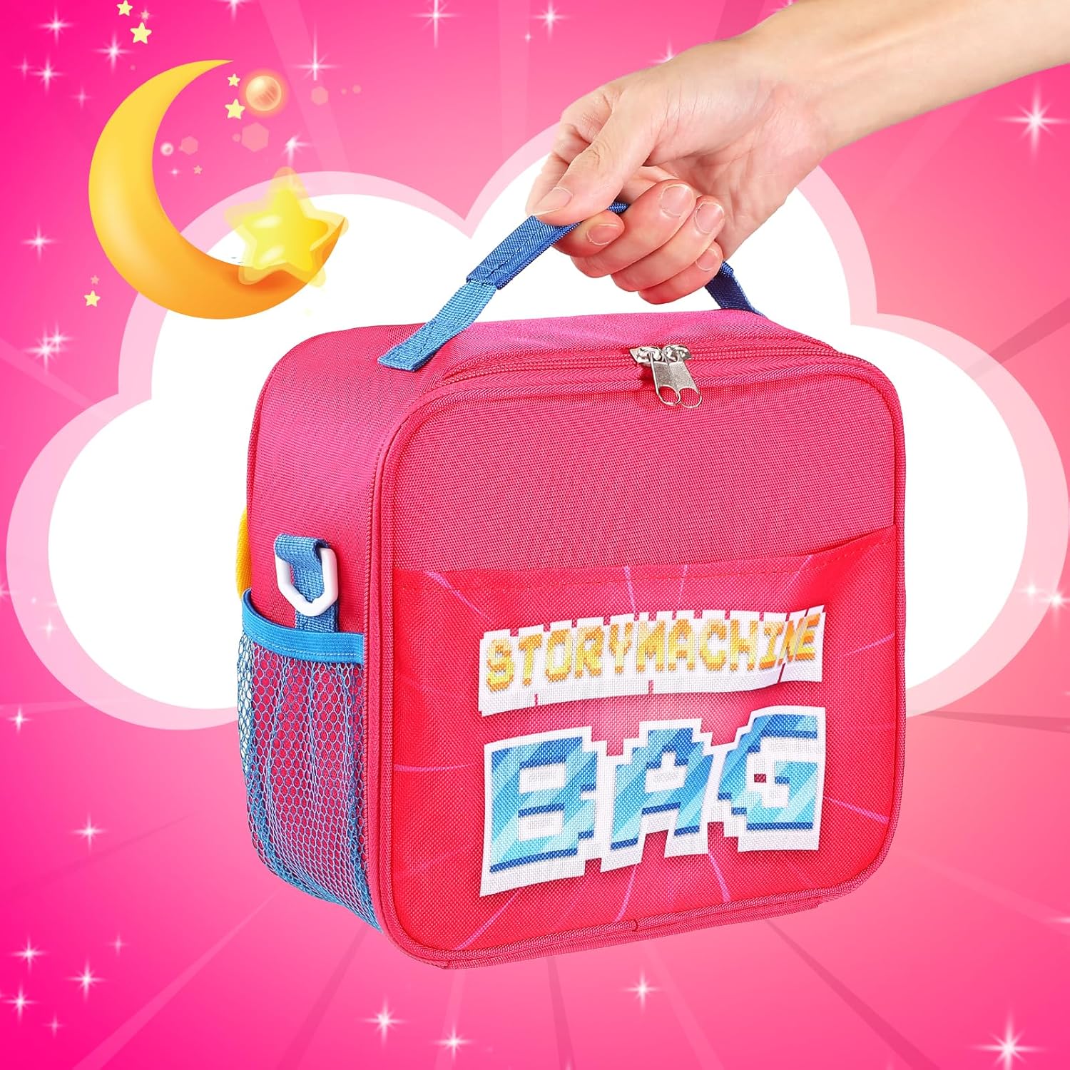 Storage Case Compatible with Little Tikes Story Dream Machine Books Starter Set, Storage Case for Little Tikes for Storybook, Audio Play, Character,with Handle and Shoulder Strap (Rose)