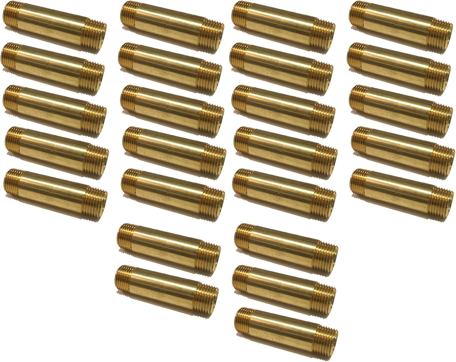 BRASS LONG NIPPLE 1/2 X 1/2, 3 LENGTH, MALE NPT MNPT FUEL/AIR/WATER/OIL/GAS WOG (QTY 25)