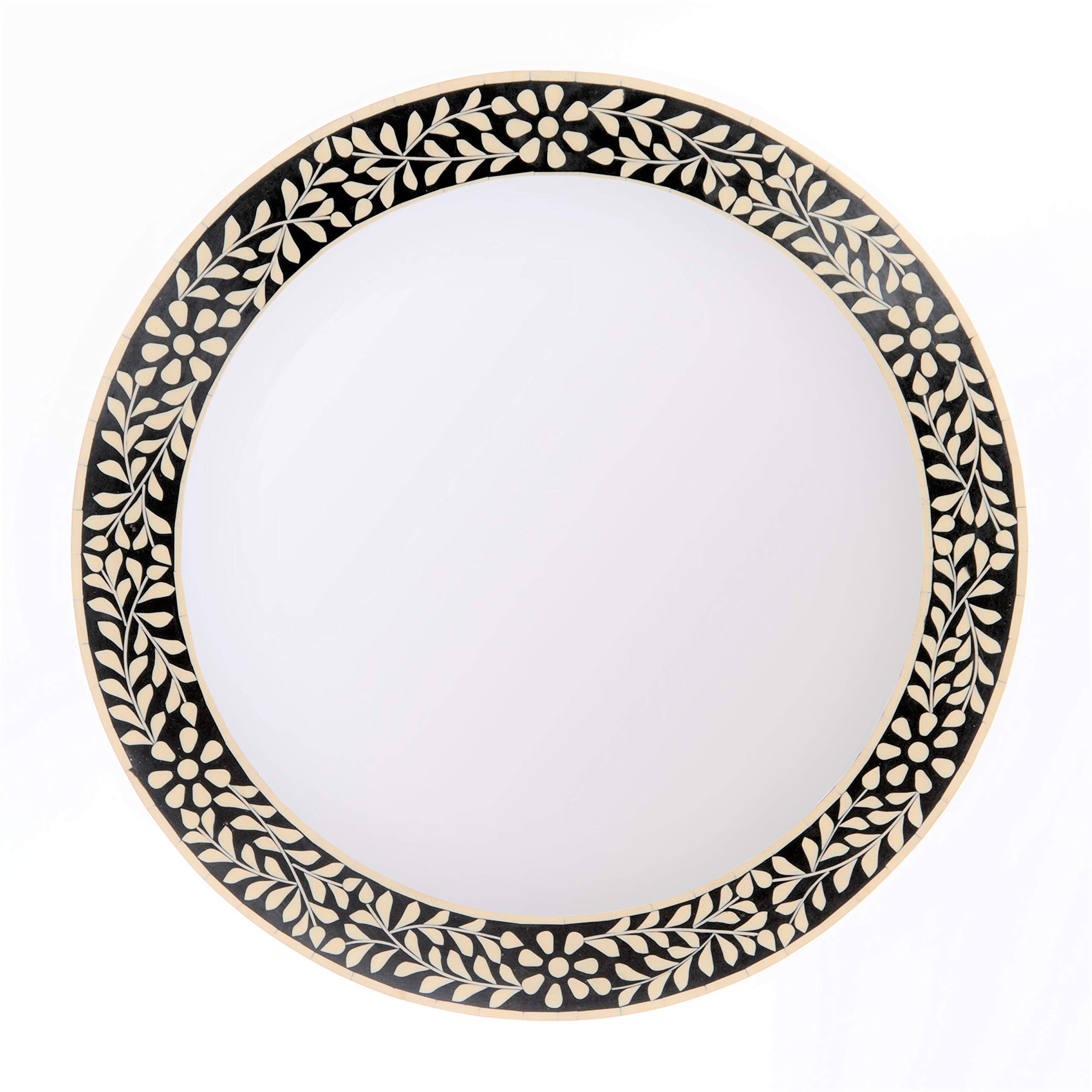 Harrow Decor Big Floral Bone Inlay Work Mirror Wm-059, Dia 24''
