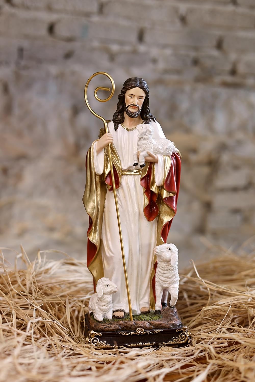 Hi-Line Gift Ltd. 12in Good Shepherd Figure Statue Religious Decor