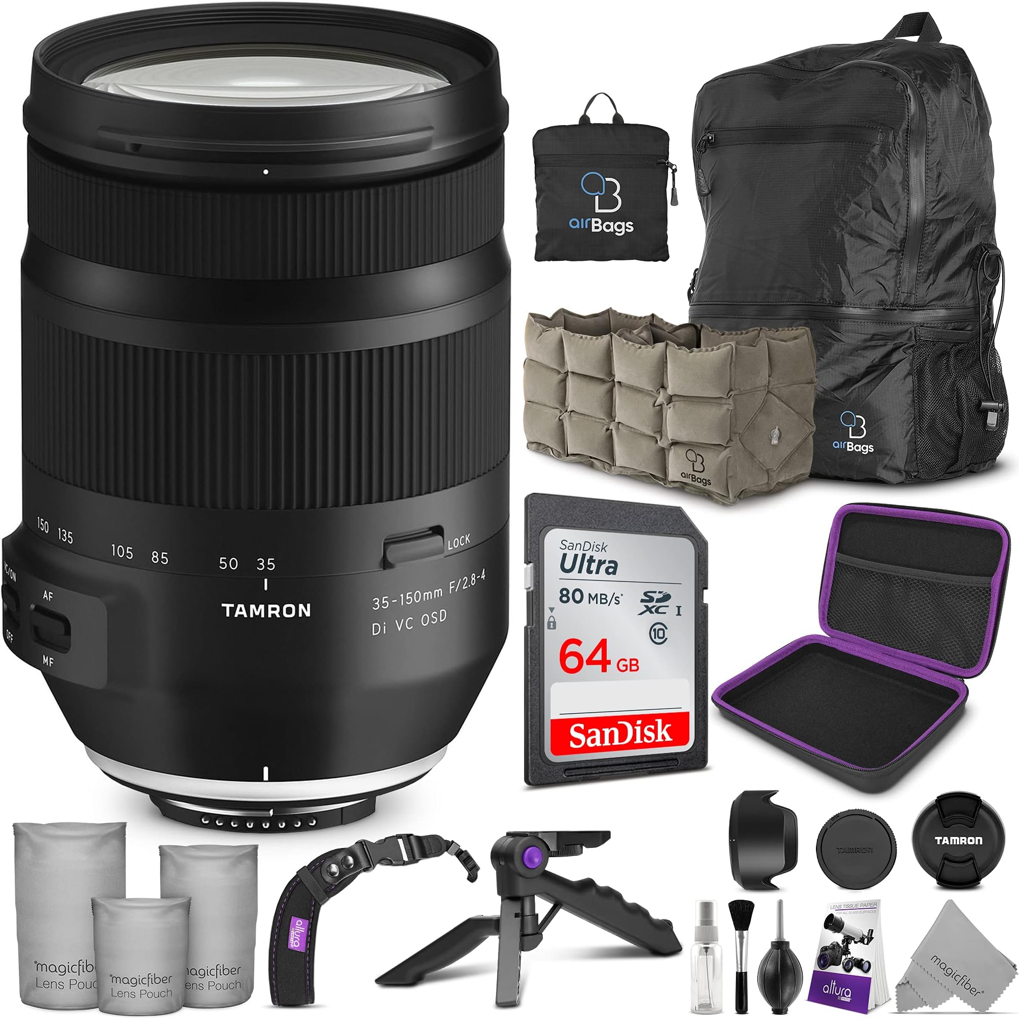 Tamron 35-150mm f/2.8-4 Di VC OSD Lens for Nikon F with Altura Photo Advanced Accessory and Travel Bundle