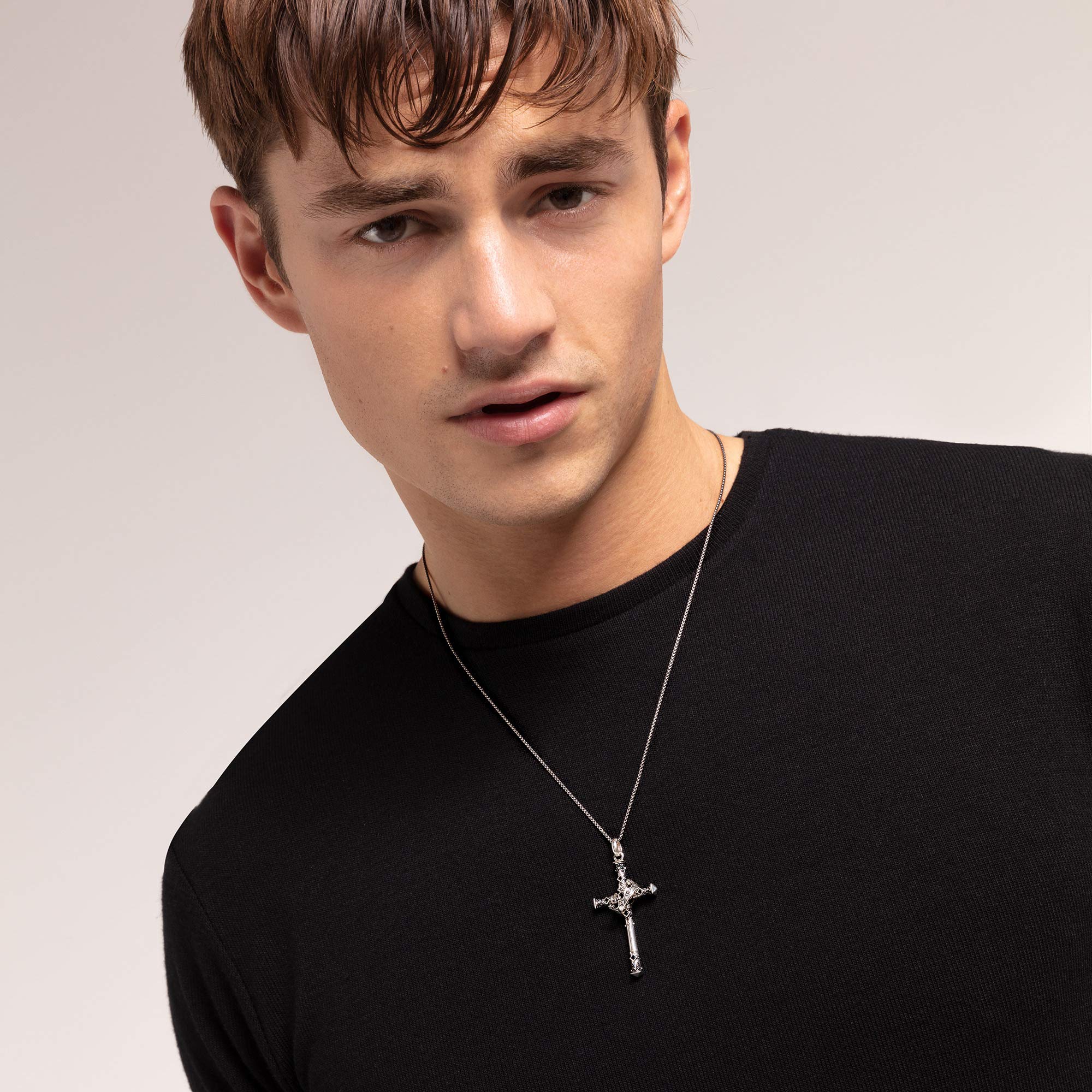 THOMAS SABO Anhänger Kreuz und Krone 925 Sterlingsilber, Geschwärzt