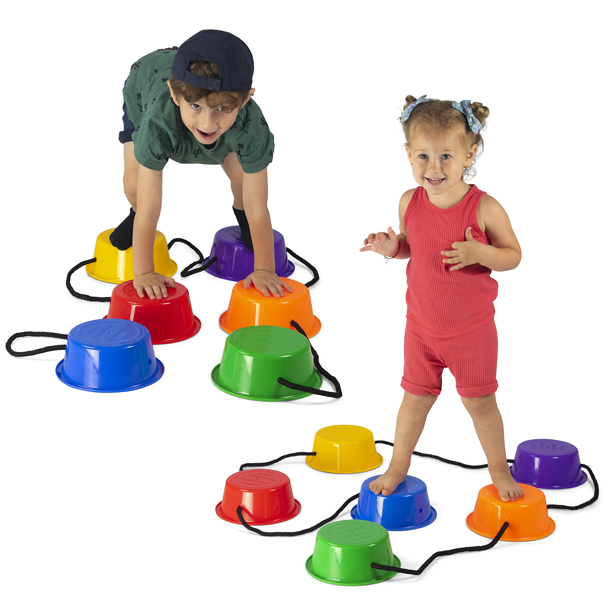 LITTLE CHUBBY ONE Sensory Stepping Balance Buckets - Kid Friendly Balance Tool - 6 Piece Set Non-Slip Durable Rubber Teaches Kids Balance and Coordination