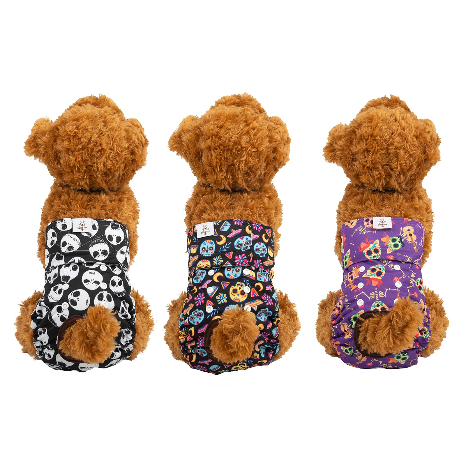 CuteBone Pannolini per Cani Lavabili, Confezione da 3 Mutandine Cane Femmina Calore, Pannolini per Cuccioli Riutilizzabili D41L-IT
