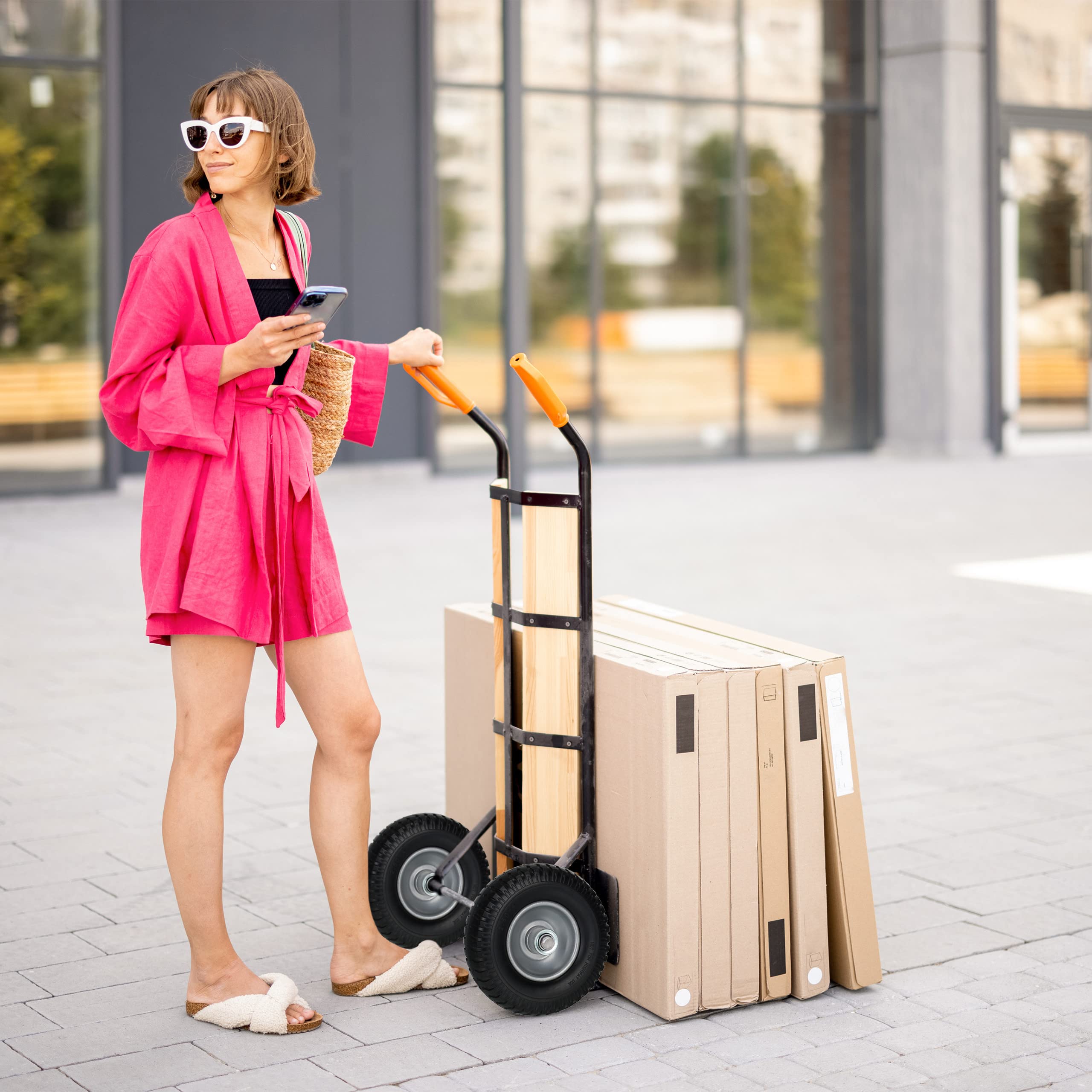 Relaxdays Set da 2 Ruote Carriole, 2.50-4, in Gomma Piena con Cerchione in Acciaio, Ruotino Regge 80 kg, Nero Grigio