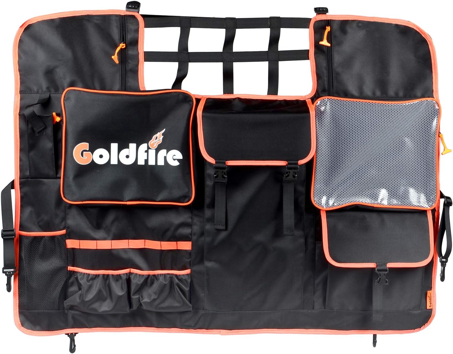 Goldfire Rear Seat Tool Organizers Cargo Net for Wrangler Storage Bag Trunk Cargo Holder Backseat Soft-Shell Carrier Car Pet Dog Barrier Divider Fits for Jeep JK JL 2007-2022 (Black,4 Doors Models)
