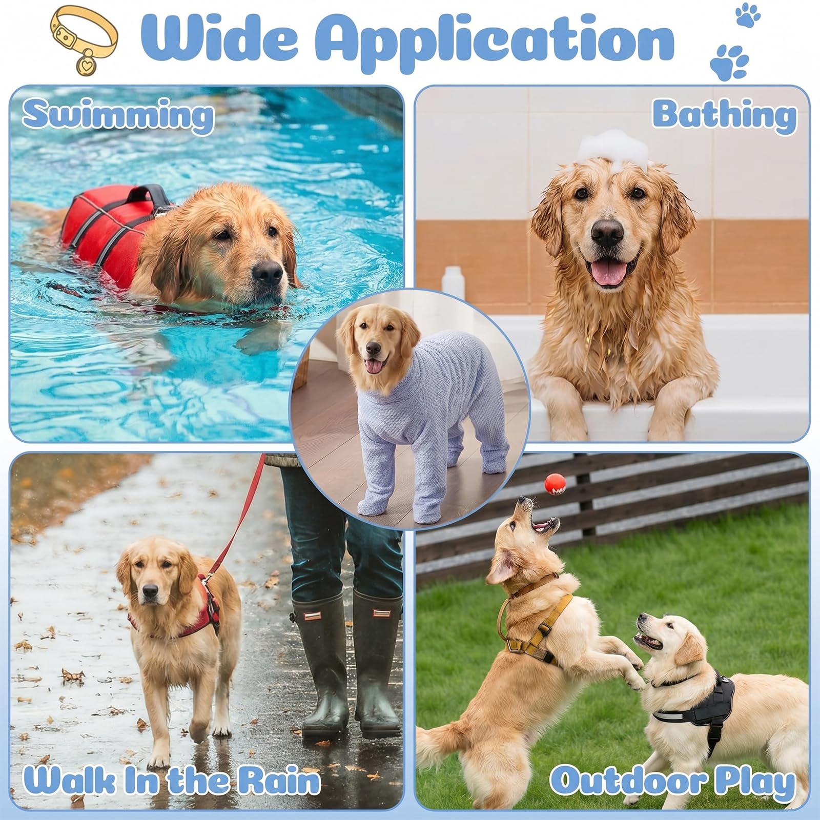Weicher Hunde-Bademantel, saugfähiger Hundemantel mit Kapuze, schnell trocknend, Haustier-Handtuch für Hunde nach dem Baden, Schwimmen oder Regen, geeignet für Haustiere mit 12,50 - 22,50 kg (Blau, XL