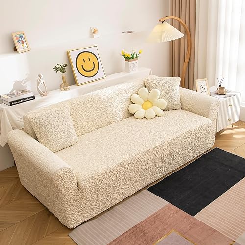 Miniatura 2 de Zooody Funda para sillón, 1 pieza, funda elástica de fácil ajuste, protector duradero de muebles lavable (crema, funda de sillon)