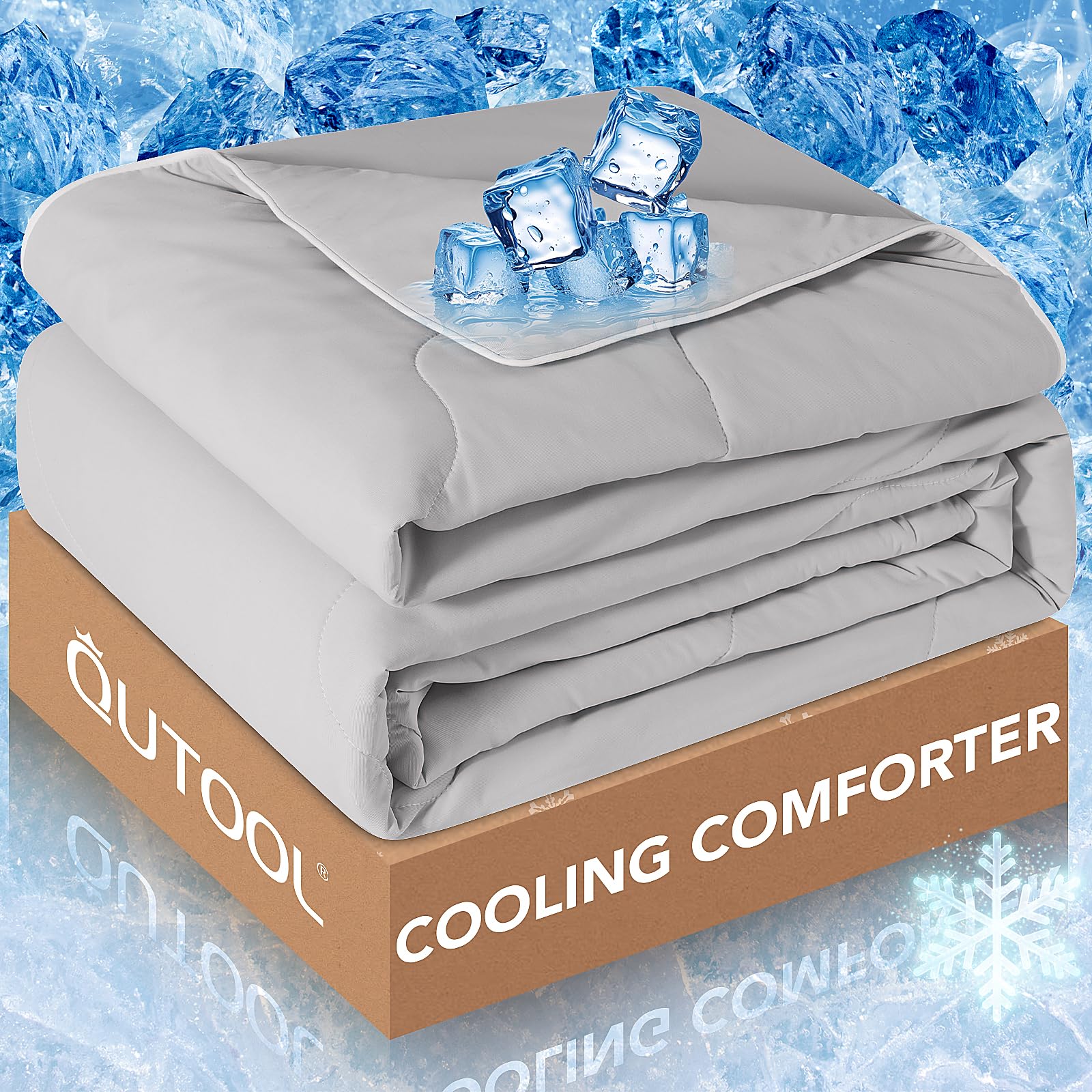 QUTOOL® Cooling Blankets for Hot Sleepers and Night Sweats All Season,Cooling Comforter Queen Size,Double-Sided Cool Technology Absorbs Body Heat Q-Max>0.4,Lightweight Breathable,Gray 90"x90"