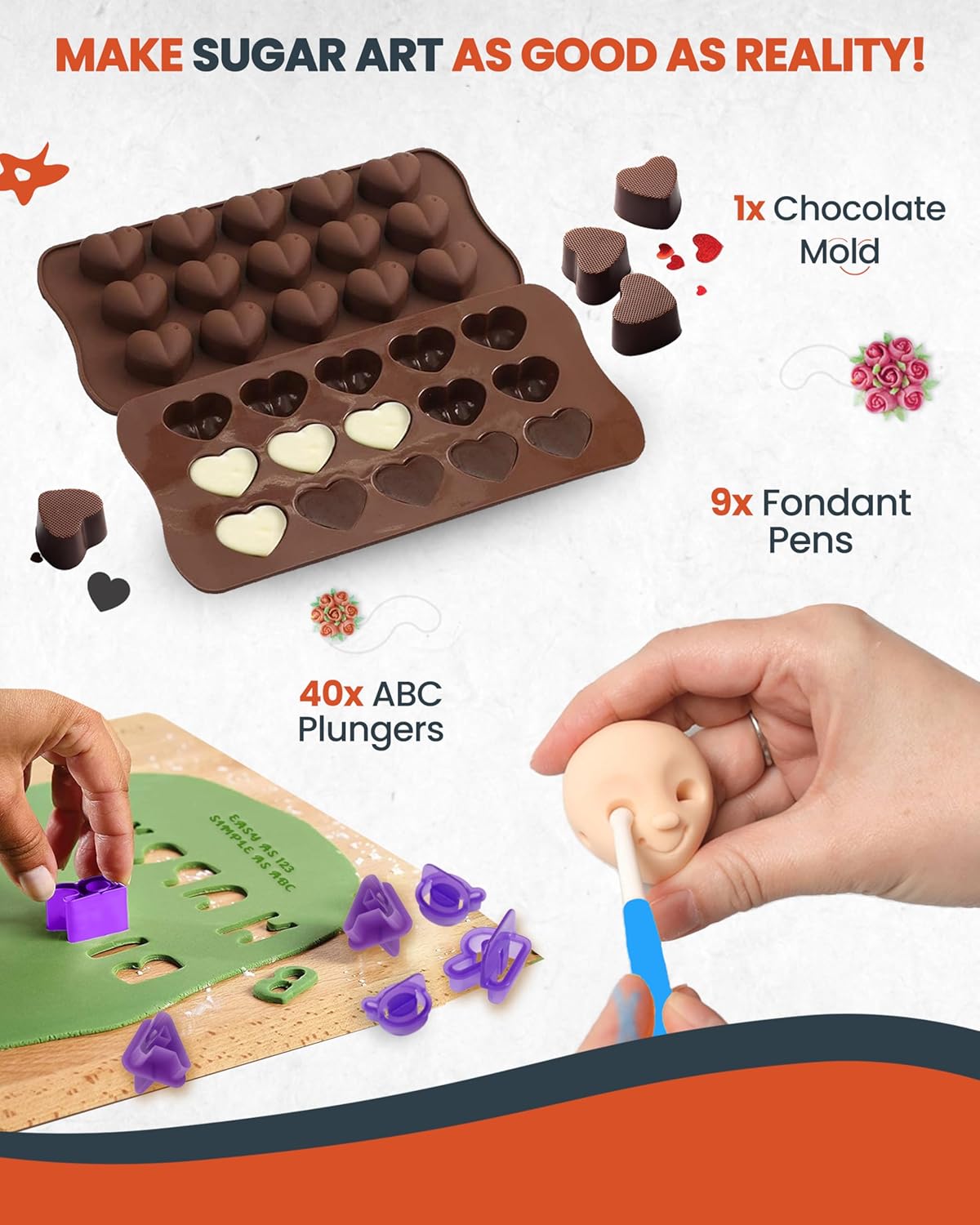 RFAQK 700PCs Cake Decorating Kit with Baking Supplies - Cake Turntable for Decorating with Baking Pans, Leveler, 24 Numbered Piping Tips, 2 Spatulas, Fondant Tools, Video Course, Pattern Chart & More