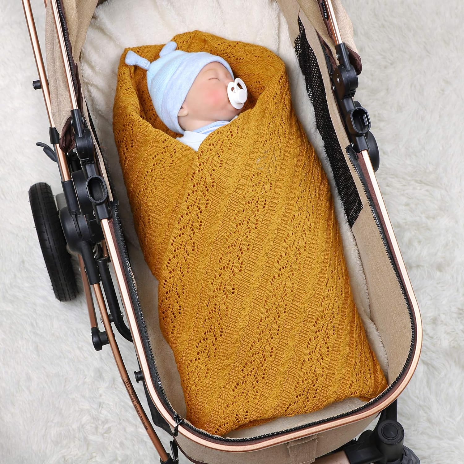 LAWKUL Neutral Baby Blankets Cotton Baby Girl Receiving Blankets Infant Swaddle Baby Blanket Toddler Blanket Newborn Yellow Color Size 40x30 Inches