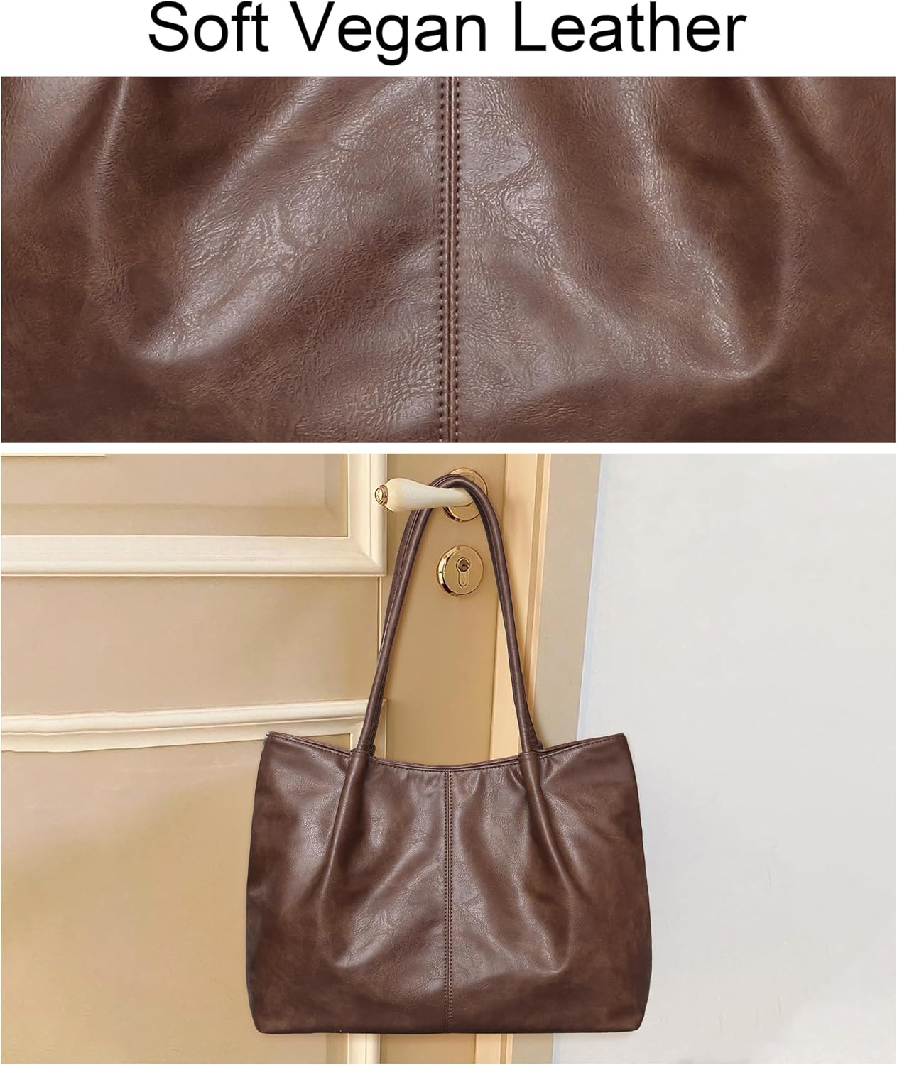 Large Tote Bag for Women Work Vegan Leather 16L Ladies Handbags Womens Big Purses Shoulder for Travel - Image 6