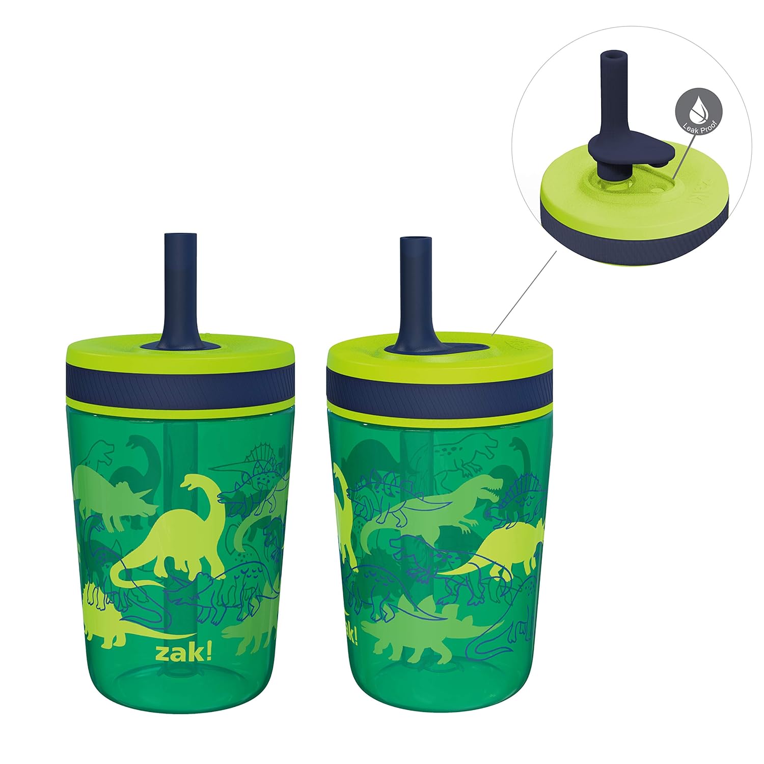 Zak Designs Kelso 15 oz Tumbler Set, ( Dino Camo ) Non-BPA Leak-Proof Screw-On Lid with Straw Made of Durable Plastic and Silicone, Perfect Baby Cup Bundle for Kids (2pc Set) : Baby