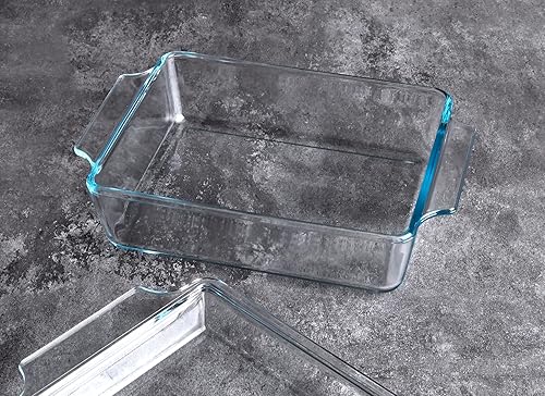 Miniatura 4 de Cazuela rectangular de vidrio templado, fuente para hornear de vidrio templado con tapa de vidrio. Apto para horno, congelador y lavavajillas. - 1.5