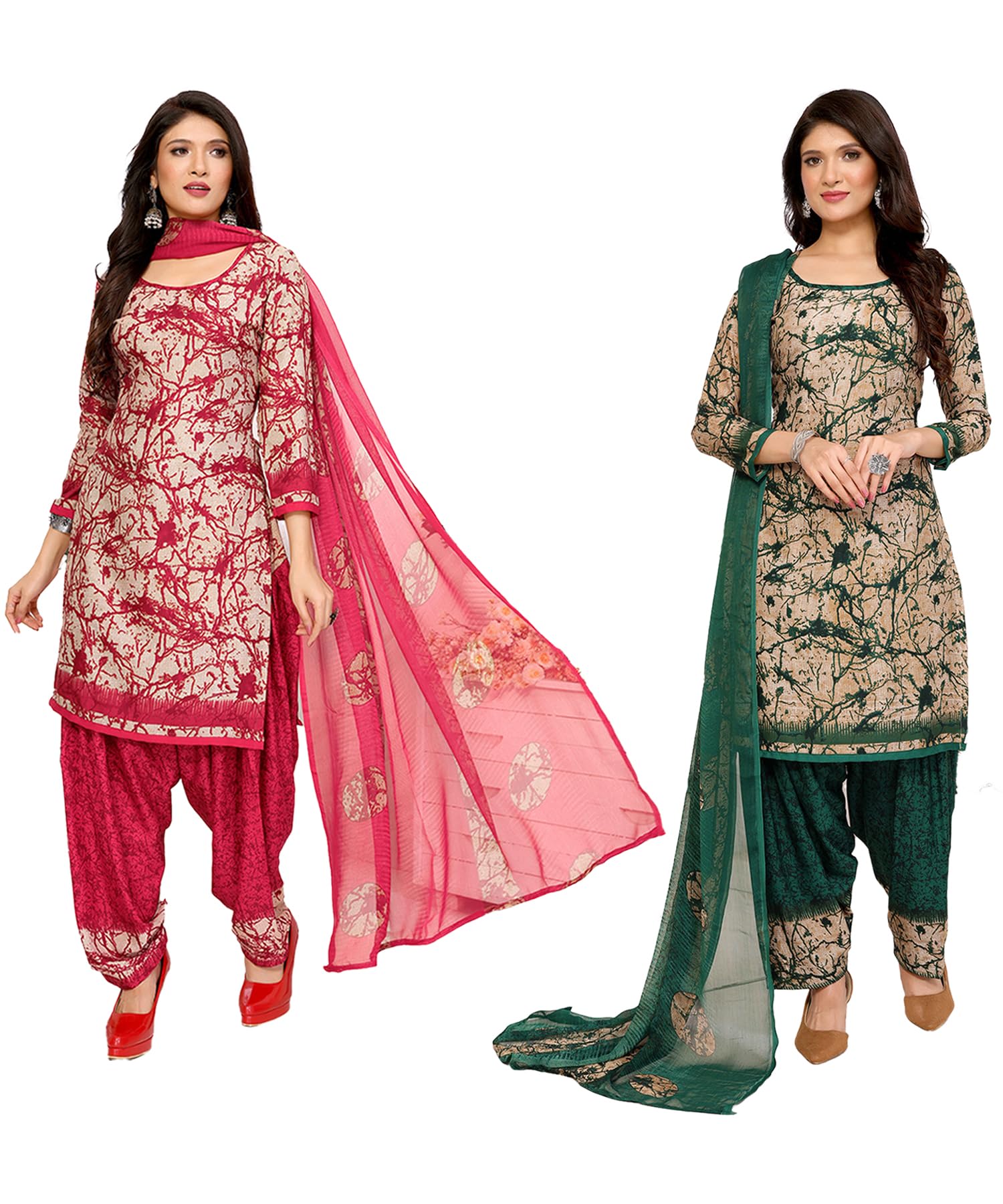 Women Unstiched Crepe dress materials | Crepe Salwar Suit for women with dupatta | suit material for women unstitched-image-47