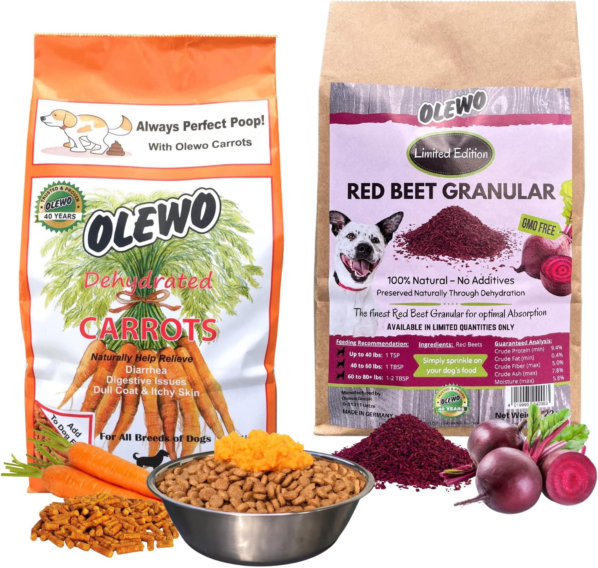 Olewo Bundle Original Carrots for Dogs & Rootsies Dog Food Toppers Ultimate Dog