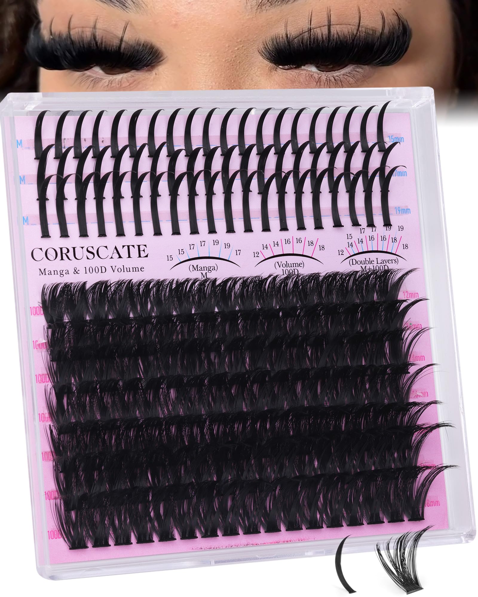 CORUSCATE Brown Lash Clusters with Spikes 60D80D Cluster Eyelash Extensions 12-22mm DIY Spiky Individual Lashes Mega Eyelash Clusters Volume Mink Strip Cluster Lashes: Eyelash Clusters Mini