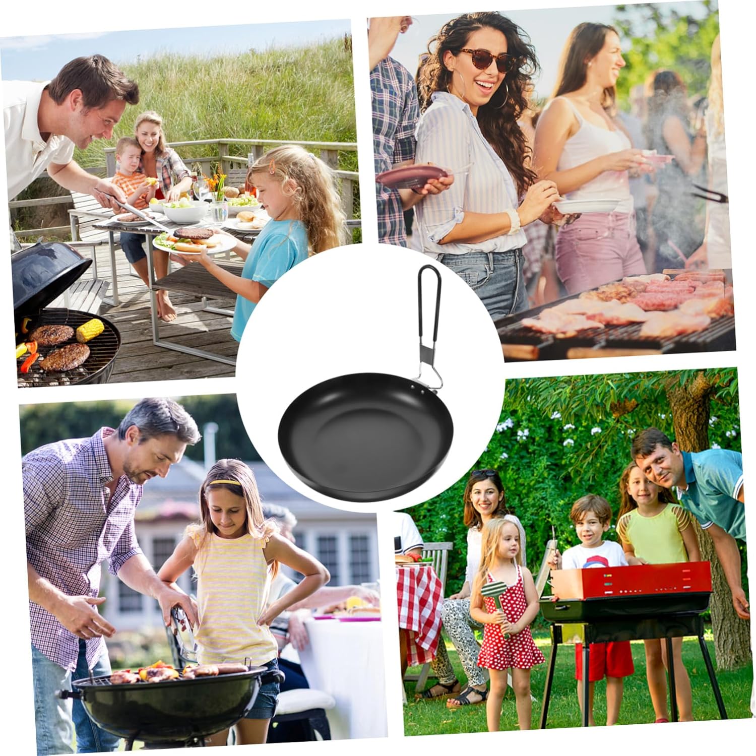 Portable Folding Nonstick Iron Frying Pan Outdoor Cooker Camping Pot Multi-Functional Cooking Utensil for Hiking Picnic Backpacking Compact Design