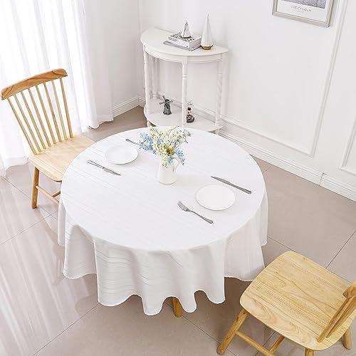 Randall Mantel redondo de 70 pulgadas, a rayas de gofre, resistente al agua, a prueba de polvo, para cocina, comedor, fiesta, decoración de mesa de