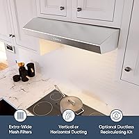 Vista 5 de Zephyr Campana extractora para debajo del gabinete de 30 pulgadas Essentials Breeze II - 400CFM Potente campana de ventilación de cocina