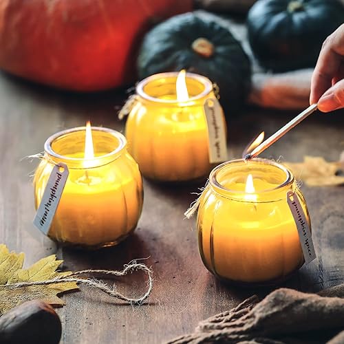 Miniatura 3 de Velas de Acción de Gracias y otoño, 3 velas en forma de calabaza, velas perfumadas de otoño, juego de 3 velas perfumadas con especias de calabaza,