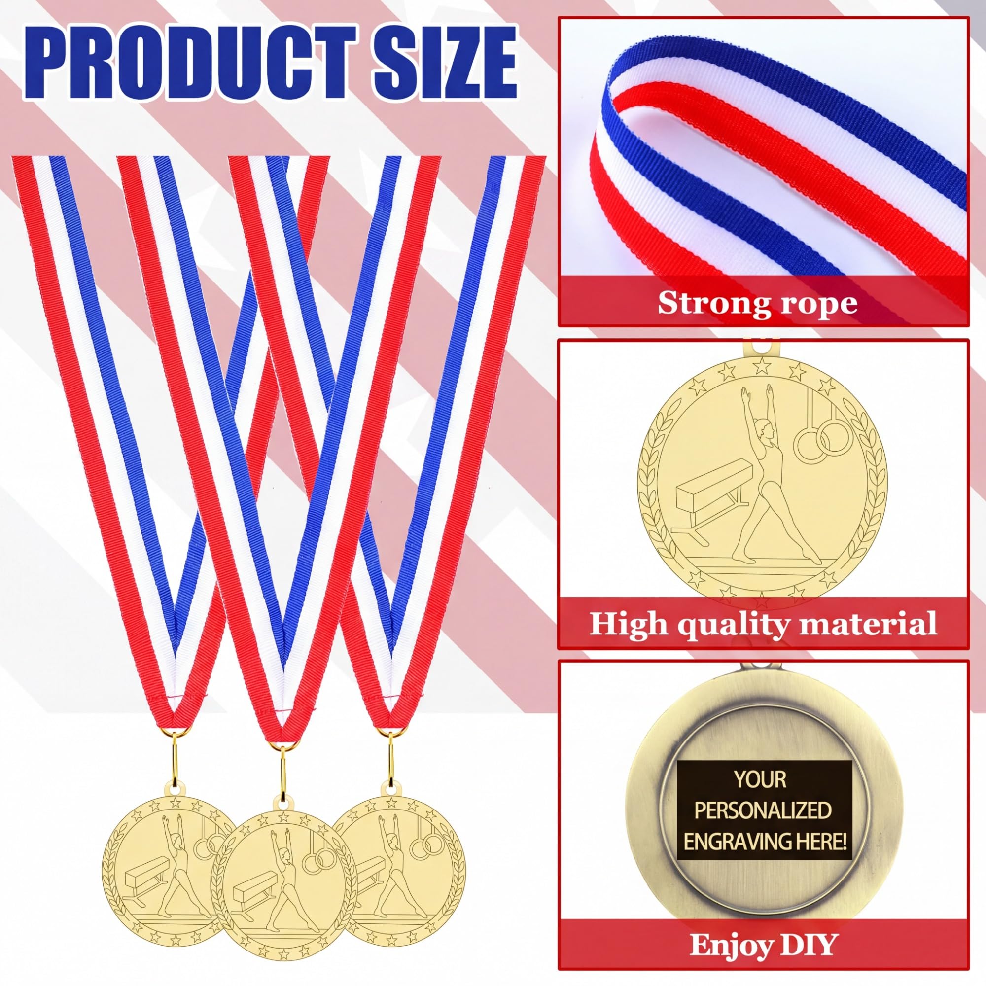 Equsion Goldmedaillen für Volleyball, Fußball, Basketball, Fußball, Baseball, Bogenschießen, Dink Ball, Cheer Track Bowling, Auszeichnungen, Medaillen mit Bändern, für Sportteilnahme, Geschenk, 36