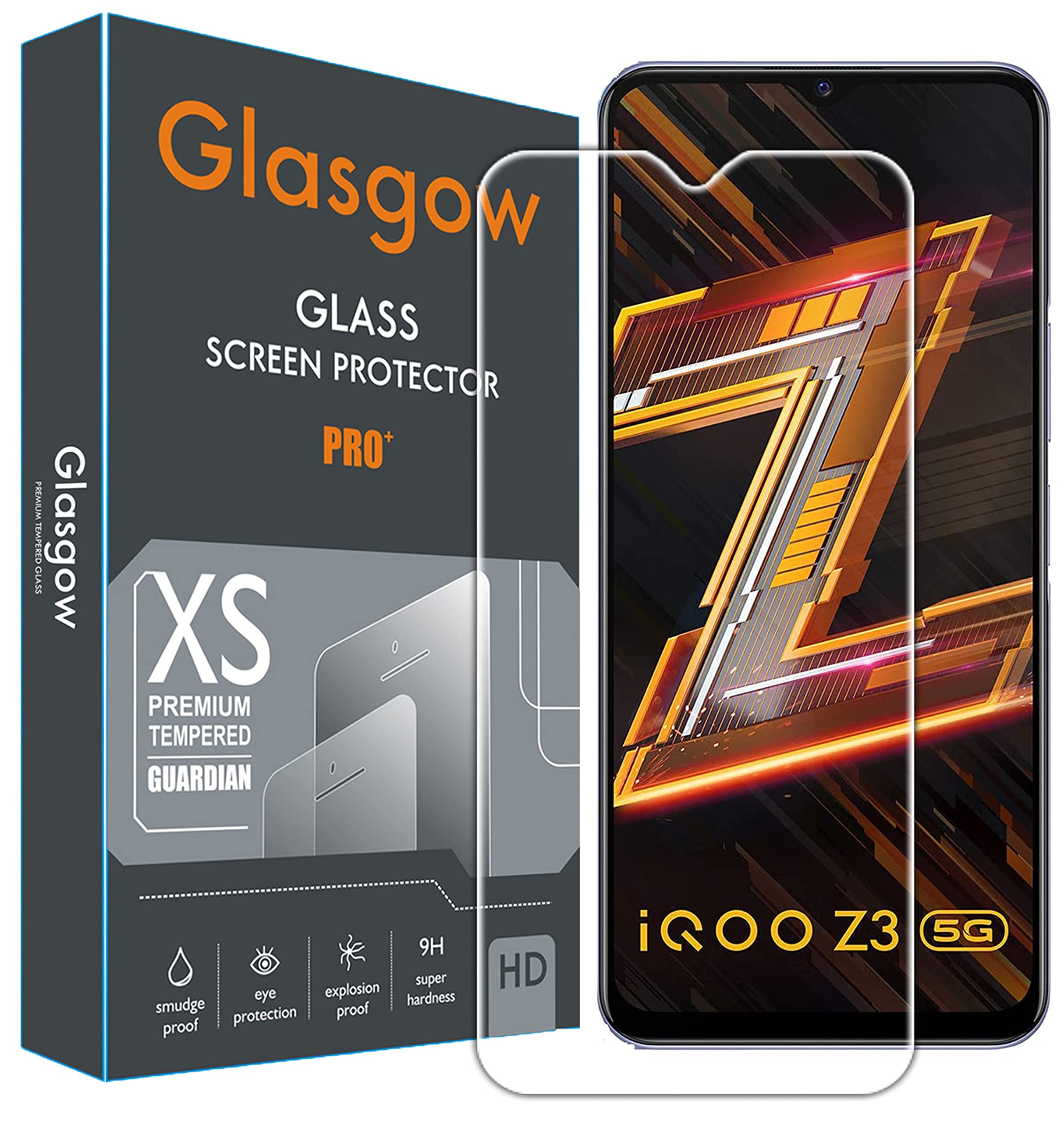 Glasgow Full Protection Tempered Glass for IQOO Z3 5G [Anti-Scratch] [Gorilla] [Free Cleaning Kit Included] (B0992M7W2N) Amazon Price History, Amazon Price Tracker