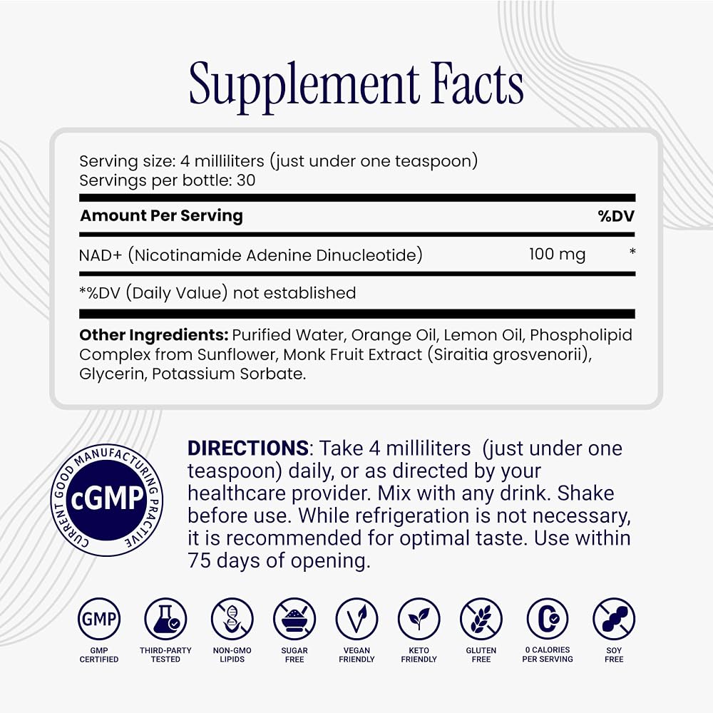 Rho Nutrition Liposomal NAD+ – Liquid Supplement Designed to Help Support Absorption – Active Form of NAD+ Helps Support Normal Cellular Health, Healthy Aging, Energy Metabolism and Overall Vitality