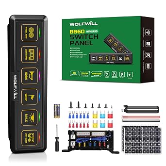 Wireless 6-Gang Switch Panel - Wireless Control 164FT Range Toggle Momentary Strobe Flash Modes, Dual Power Batteries USB, Circuit Control Relay System Box for Truck RV Offroad Marine
