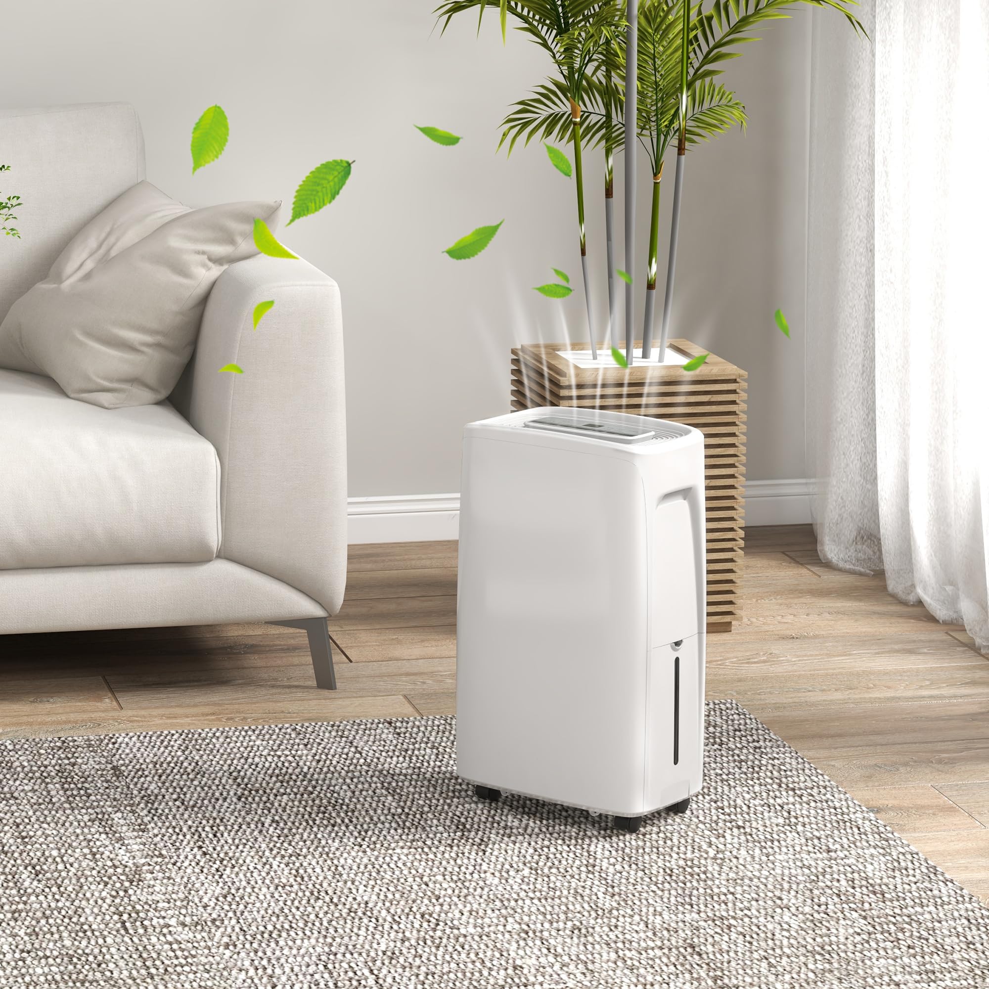 HOMCOM Deshumidificador Eléctrico 12L/Días Silencioso para 10-25 m² Blanco | Depósito de Agua 1,5L, 4 Modos, 2 Velocidades, Ruedas, Pantalla LED, Temporizador