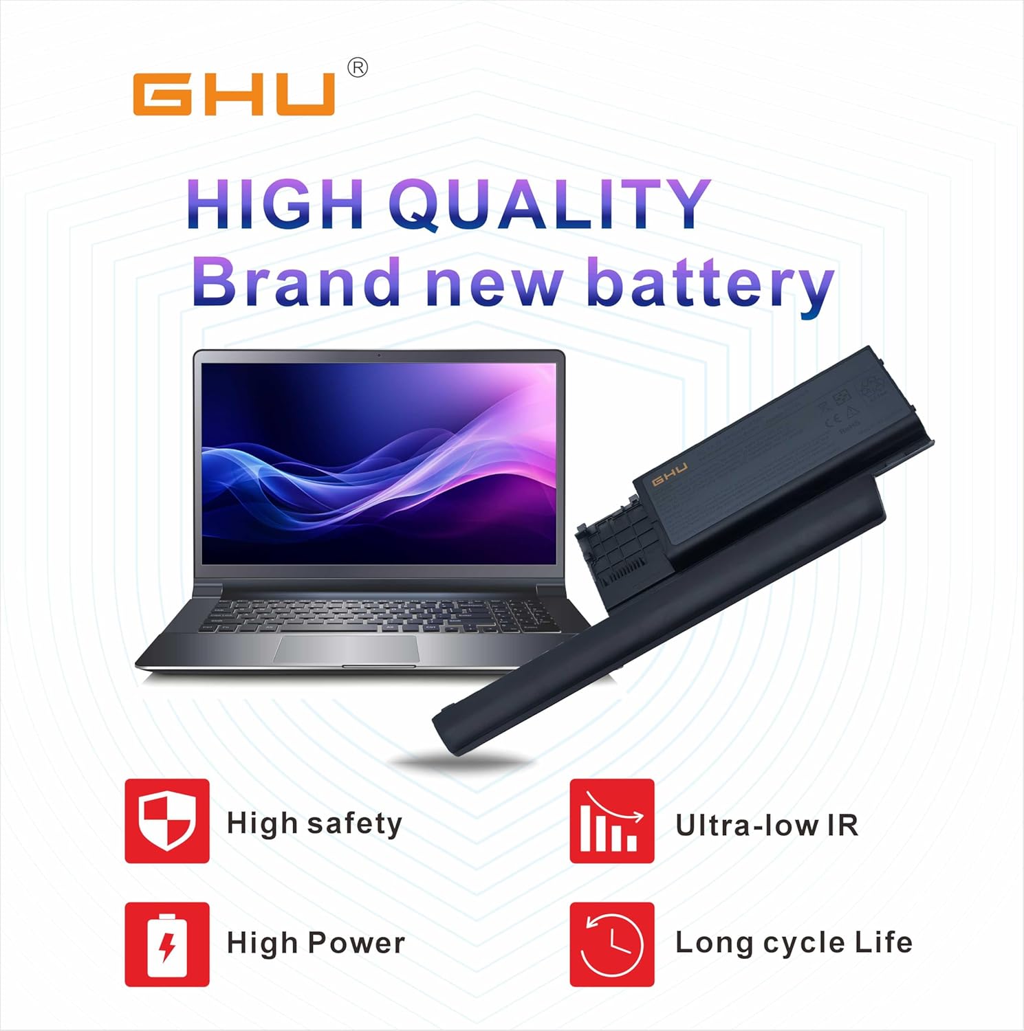 GHU New 87 WH Battery Replacement for PC764 TC030 312-0383 TD175 Compatible with Latitude D620 620 D630 D630C D630N D631 Precision M2300 PP18L RD300 RD301 RC126 MJ456 312-0384 312-0386