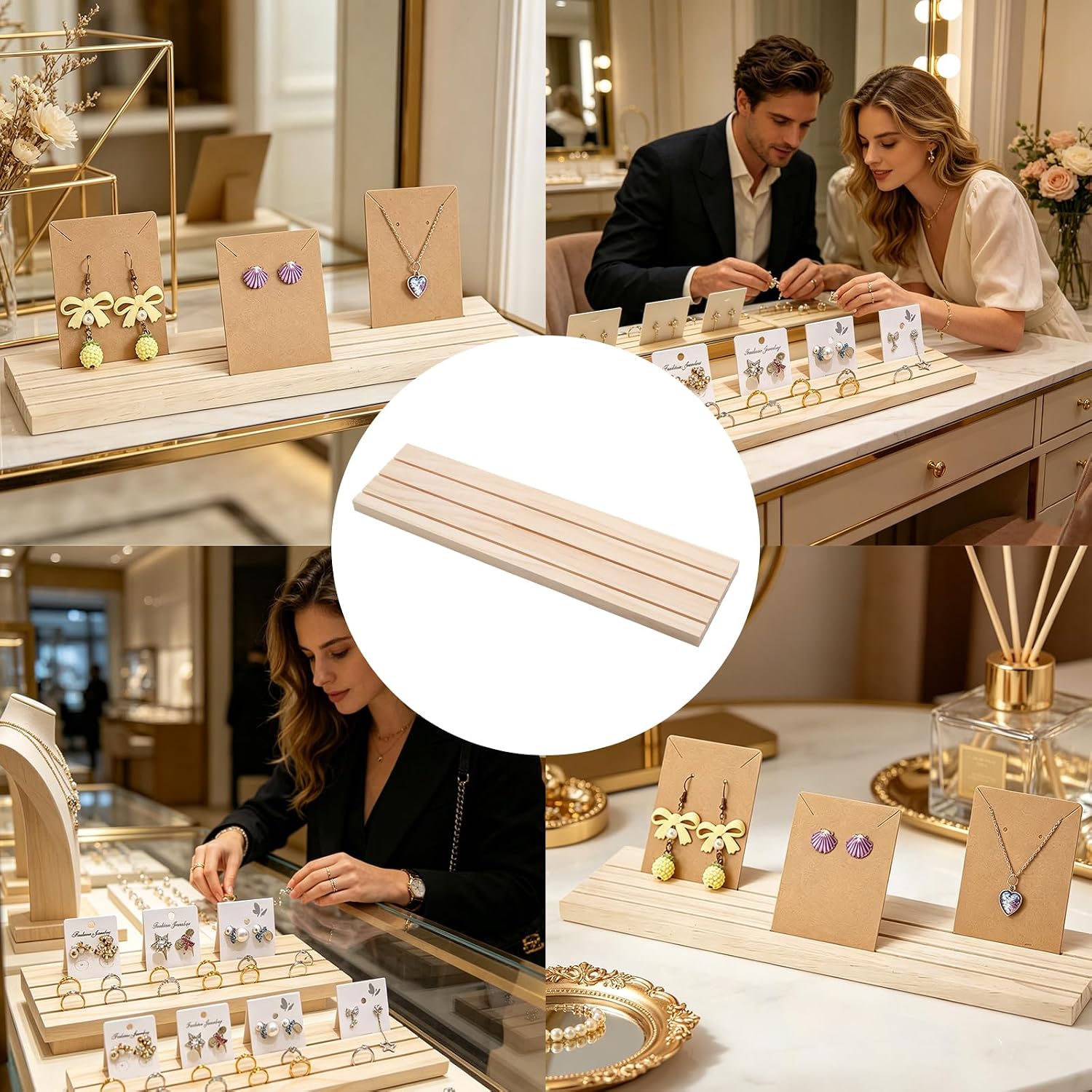 Wooden Earring Display Stand 3 Slot, Jewelry Organizer Holder image 5