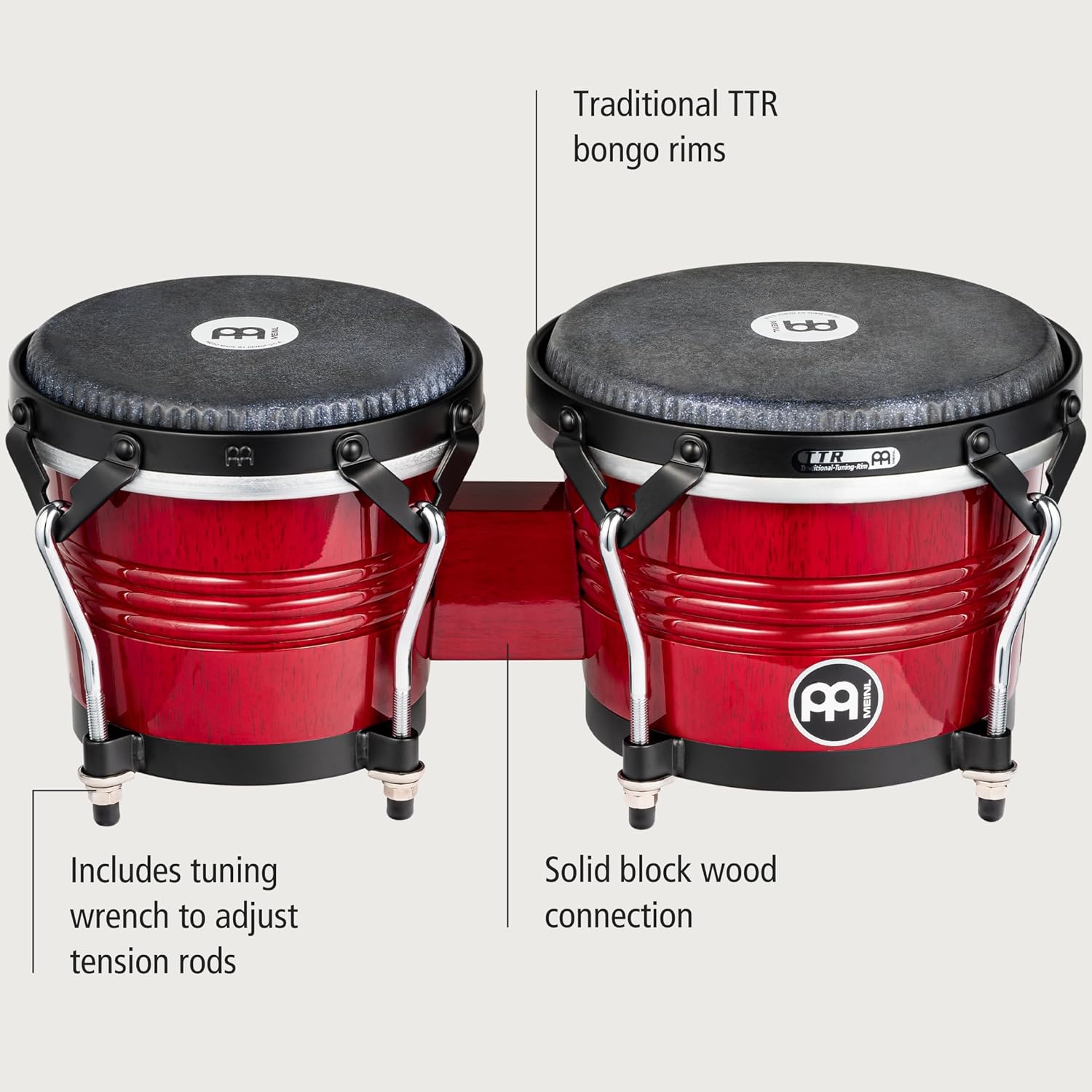 Marathon Traditional Series Wood Bongos—Remo Synthetic Heads