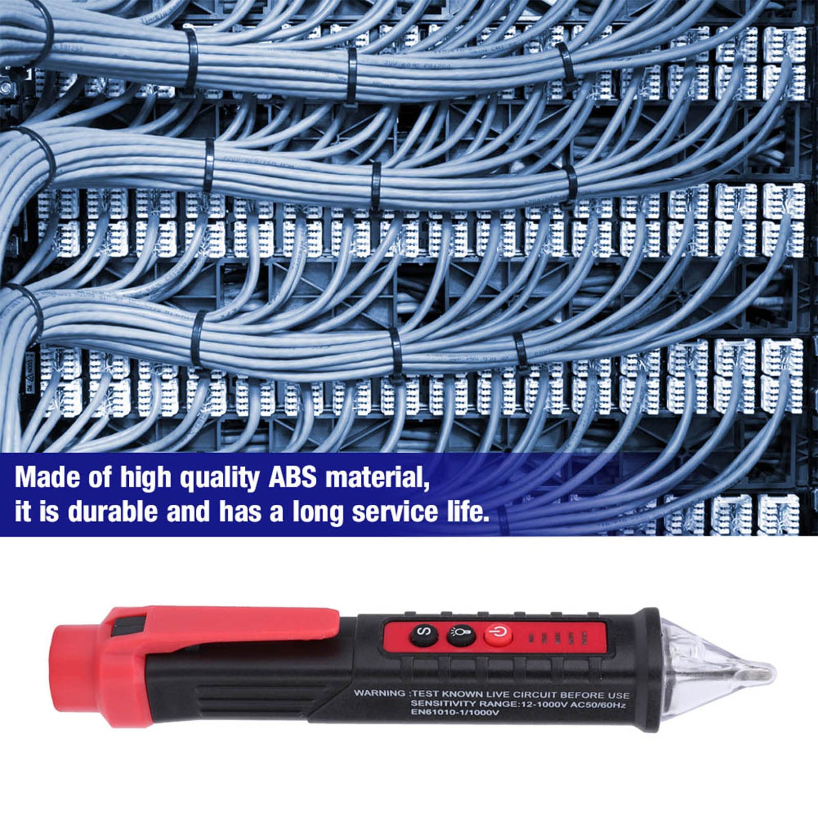 802 Hoge Nauwkeurigheid Test Potlood Elektrische Spanning Detector Tester Pen 48-1000 V/12-1000 V Elektriciteit Detecteren Pen met LED Zaklamp(red