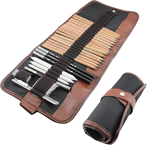 Miniatura 1 de Finex Lápices de bocetos premium de 18 piezas, borrador, cuchillo, extensor, lápiz de papel, juego de dibujo con bolsa