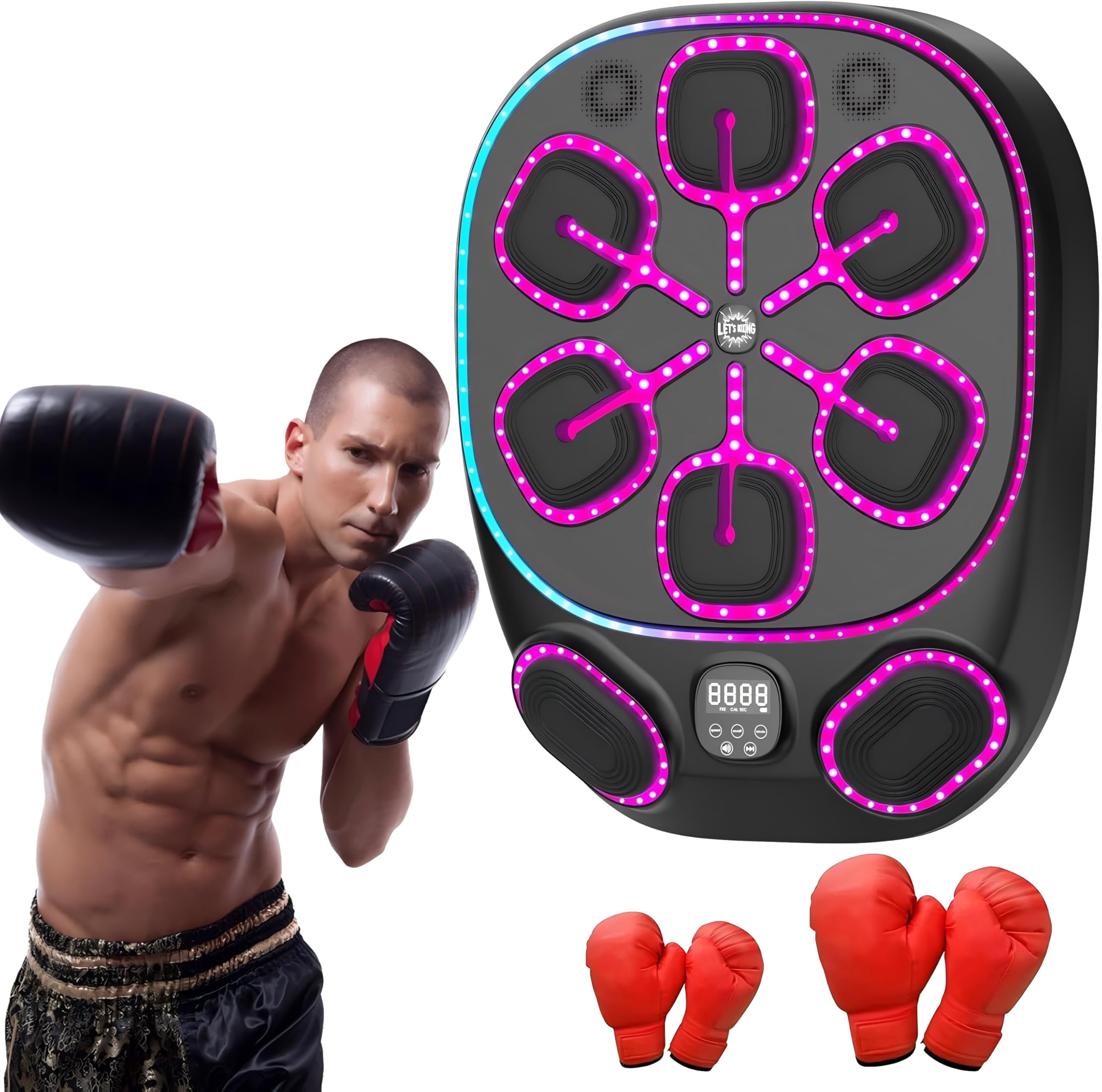 Máquina de Boxeo Musical con Luces LED Bluetooth 9 Modos de Velocidad para Niños y Adultos