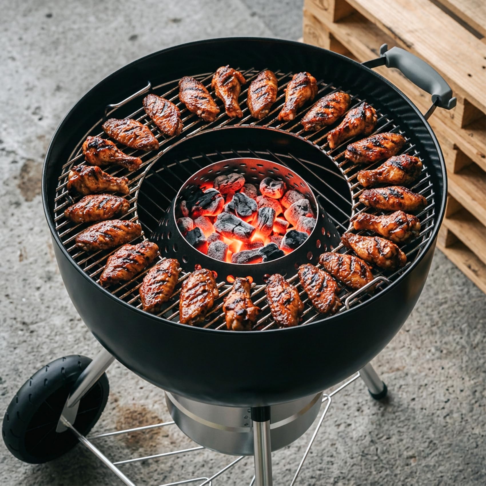 onlyfire Panier à Charbon Perforé, Favorise la Circulation de l’Air et Une Combustion Uniforme, Accessoires pour Weber Kettle 57 et 67 cm, Compatible avec Big Green Egg, Kamado Joe