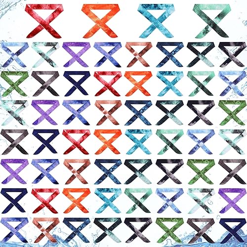 Vista 8 de Lenwen Envolturas refrescantes para el cuello, bandana de teñido anudado, enfriadores de cuello para climas cálidos, bufanda de enfriamiento