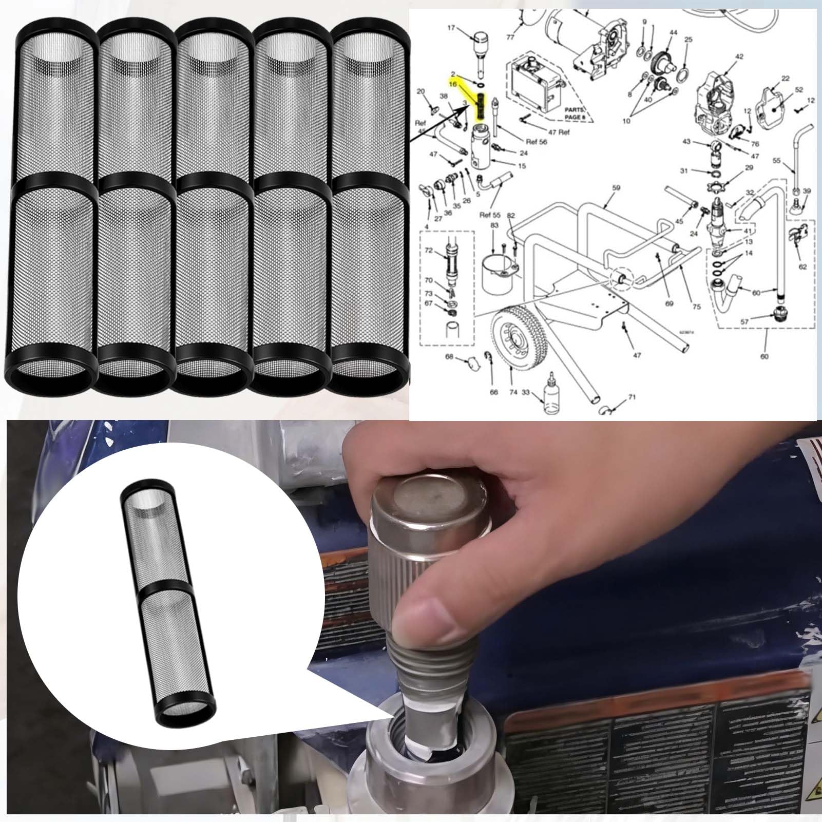 SPEEDWOX 246385 246384 287032 Set di filtri per spruzzatore airless Compatibile con Graco 190ES 295ST Parti di Vernice per Spruzzatore Airless Pompa Filtro Tubo Interno (3+5+5)
