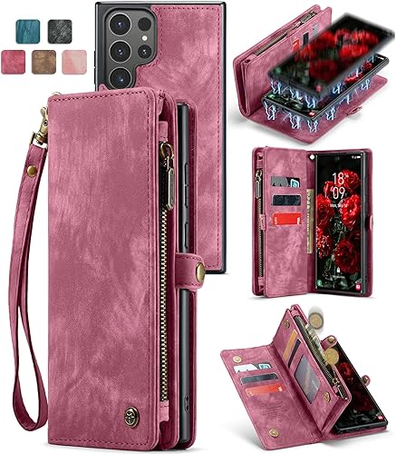 Miniatura 142 de SZHAIYU 2 in 1 Detachable for Samsung Galaxy S23 Ultra Wallet Case with Card Holder, Retro Premium Flip Leather Cover Magnetic Zipper Pocket Phone