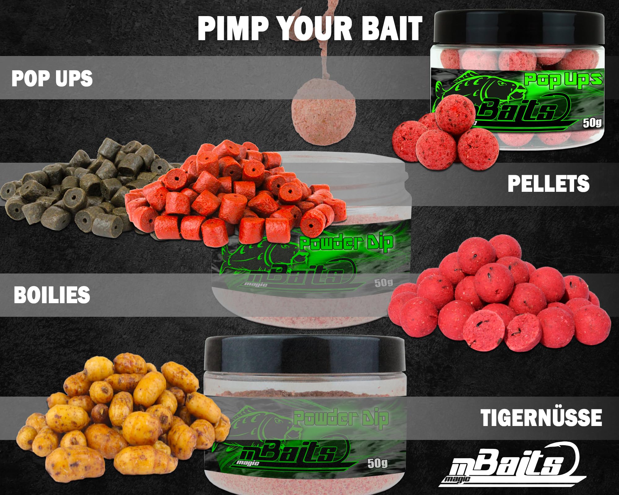 Angel-Berger Magic Baits Bait Bundle Powder Dips All in One Boiliedip Set di boiliedip in polvere