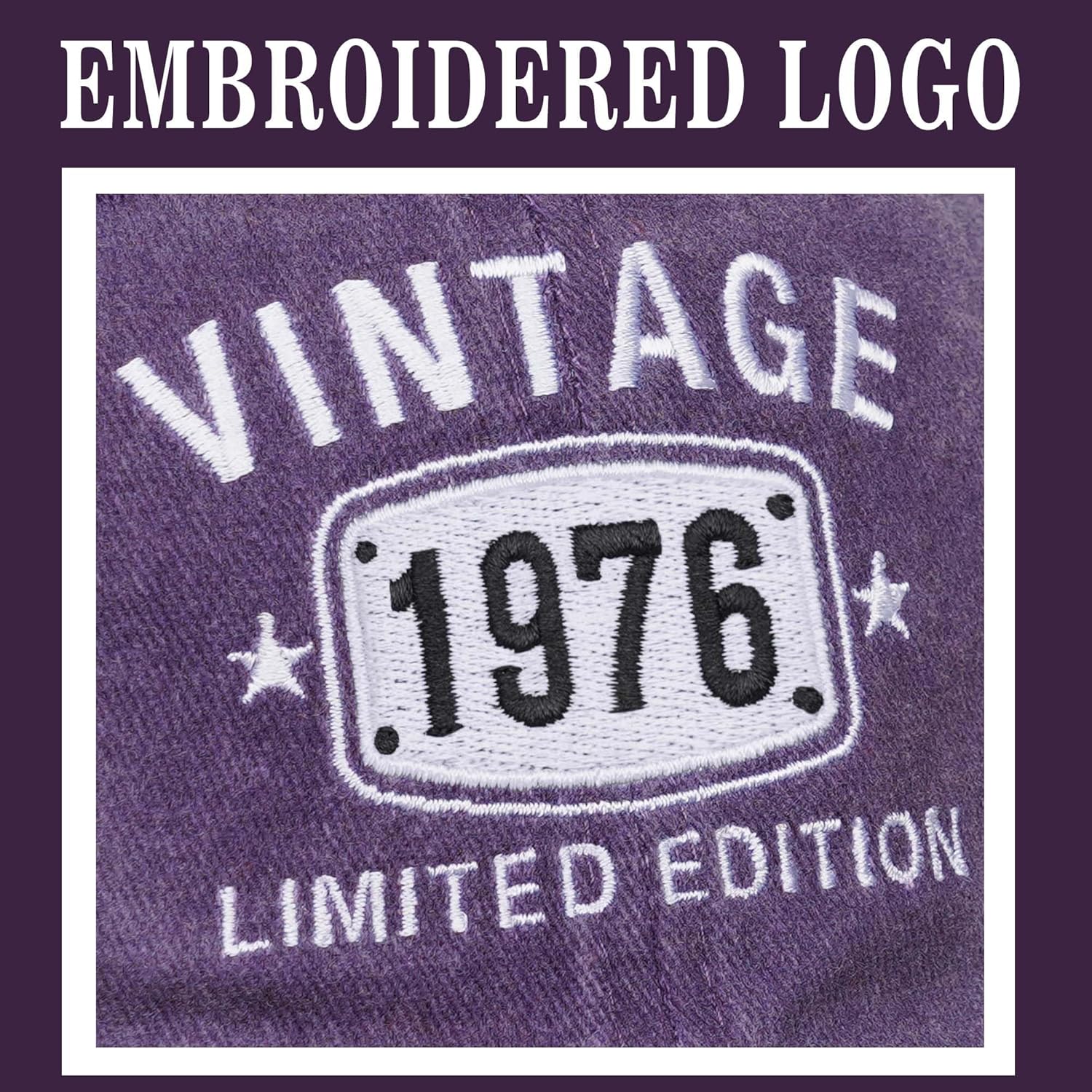 50th Birthday Gifts for Men Women 1976 Vintage Hats 50 Gift Ideas Baseball Cap Purple - Image 2