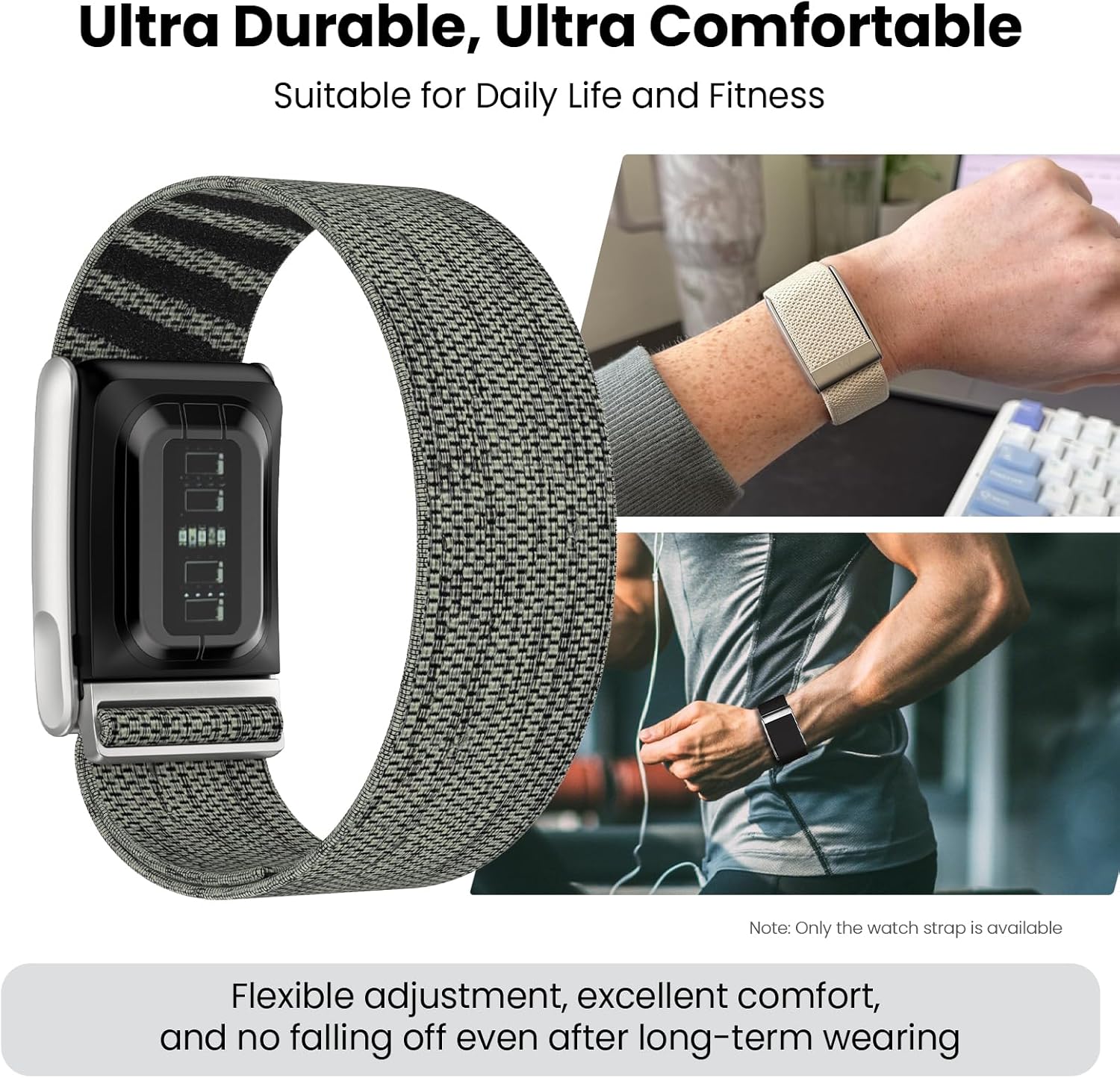 mimo Nylon Sport Band Compatible with Whoop 5.0 Bands One, Peak, Life, and MG Band, Soft, Breathable, Adjustable Sports Loop Replacement for Whoop Band 5.0 - Not Compatible with Gen 4 (White, For Whoop 5.0)
