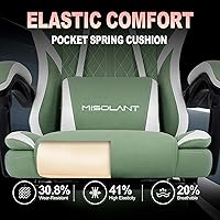 Vista 6 de Misolant Gaming Chair, Fabric Gamer Chair with footrest for Adults, High Back Ergonomic Computer Game Chair with Adjustable Headrest and Massage