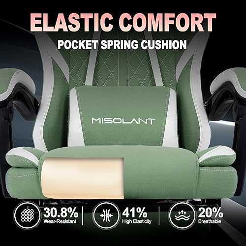 Miniatura 6 de Misolant Gaming Chair, Fabric Gamer Chair with footrest for Adults, High Back Ergonomic Computer Game Chair with Adjustable Headrest and Massage